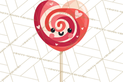 Valentine Kawaii Candies, Heart Sweets Clipart, Cute Candy Product Image 3
