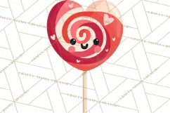 Valentine Kawaii Candies, Heart Sweets Clipart, Cute Candy Product Image 3