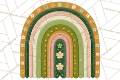 St Patricks Patterned Rainbow PNG, Boho Shamrock Clipart Product Image 3