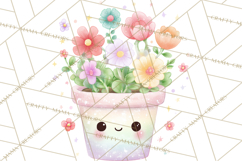 Anthropomorphic Spring Objects Clipart, Cute Kawaii Plants Product Image 4