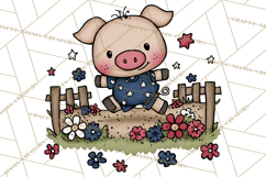 Patriotic Farm Animals Clipart, Whimsical Red White Blue Product Image 4