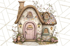 Enchanted Fairy Cottages Clipart PNG, Pastel Woodland Product Image 5