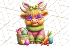Easter Highland Cow Clipart PNG, Cute Spring Cow Clip Art Product Image 5