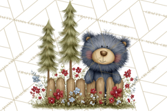 Patriotic Woodland Clipart, Whimsical Red White Blue Forest Product Image 2