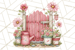 Cozy Cottage Garden Clipart, Pastel Flowers, Garden Tools Product Image 3