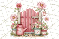 Cozy Cottage Garden Clipart, Pastel Flowers, Garden Tools Product Image 3
