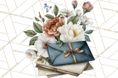 Romantic Letter Clipart, Love Notes Clip Art PNG, Floral Product Image 4