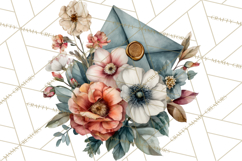 Romantic Letter Clipart, Love Notes Clip Art PNG, Floral Product Image 5