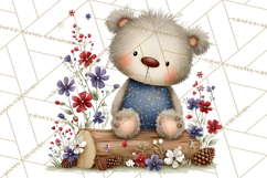 Patriotic Woodland Clipart, Whimsical Red White Blue Forest Product Image 2