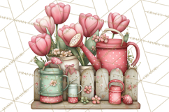 Cozy Cottage Garden Clipart, Pastel Flowers, Garden Tools Product Image 2