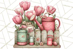 Cozy Cottage Garden Clipart, Pastel Flowers, Garden Tools Product Image 2