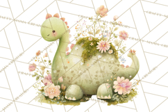 Cute Baby Dinosaurs Clipart PNG, Watercolor Dinosaur Product Image 4