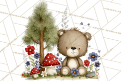 Patriotic Woodland Clipart, Whimsical Red White Blue Forest Product Image 3