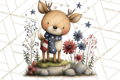 Patriotic Woodland Clipart, Whimsical Red White Blue Forest Product Image 5