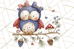 Patriotic Woodland Clipart, Whimsical Red White Blue Forest Product Image 2