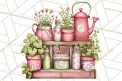 Cozy Cottage Garden Clipart, Pastel Flowers, Garden Tools Product Image 2