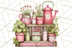 Cozy Cottage Garden Clipart, Pastel Flowers, Garden Tools Product Image 2