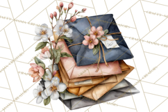 Romantic Letter Clipart, Love Notes Clip Art PNG, Floral Product Image 3