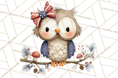 Patriotic Woodland Clipart, Whimsical Red White Blue Forest Product Image 3