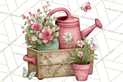 Cozy Cottage Garden Clipart, Pastel Flowers, Garden Tools Product Image 4