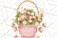 Strawberry Garden Clipart, Cute Strawberry Gardening Png Product Image 4