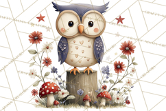 Patriotic Woodland Clipart, Whimsical Red White Blue Forest Product Image 5