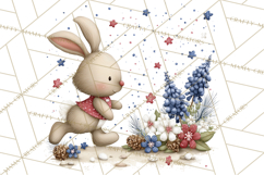 Patriotic Woodland Clipart, Whimsical Red White Blue Forest Product Image 2