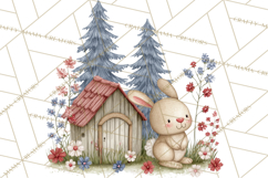 Patriotic Woodland Clipart, Whimsical Red White Blue Forest Product Image 3