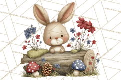 Patriotic Woodland Clipart, Whimsical Red White Blue Forest Product Image 4