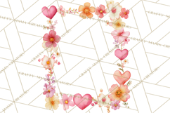 Watercolor Corner &amp; Border Clipart, Floral Frames, Heart Png Product Image 5