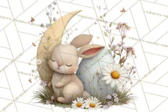 Easter Bunny Clipart PNG, Baby Bunnies in Pastel Garden Product Image 5