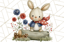 Patriotic Woodland Clipart, Whimsical Red White Blue Forest Product Image 5