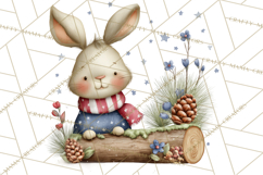 Patriotic Woodland Clipart, Whimsical Red White Blue Forest Product Image 2