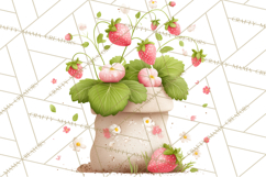 Strawberry Garden Clipart, Cute Strawberry Gardening Png Product Image 3
