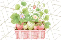 Strawberry Garden Clipart, Cute Strawberry Gardening Png Product Image 4