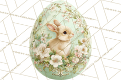 Elegant Easter Bunny Clipart PNG, Spring Easter Egg Clip Art Product Image 4