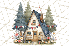 Patriotic Woodland Clipart, Whimsical Red White Blue Forest Product Image 5