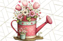 Cozy Cottage Garden Clipart, Pastel Flowers, Garden Tools Product Image 2