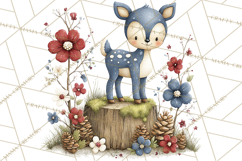 Patriotic Woodland Clipart, Whimsical Red White Blue Forest Product Image 3