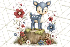 Patriotic Woodland Clipart, Whimsical Red White Blue Forest Product Image 3