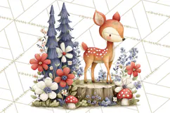 Patriotic Woodland Clipart, Whimsical Red White Blue Forest Product Image 5