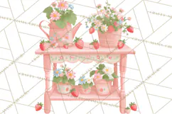 Strawberry Garden Clipart, Cute Strawberry Gardening Png Product Image 2