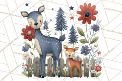 Patriotic Woodland Clipart, Whimsical Red White Blue Forest Product Image 2