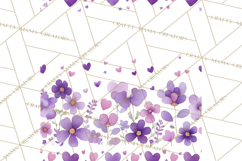 Watercolor Corner &amp; Border Clipart, Floral Frames, Heart Png Product Image 2