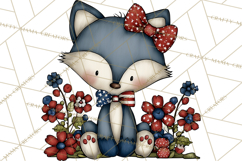 Patriotic Animals Clipart, Whimsical Red White Blue American Product Image 2