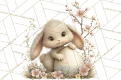 Easter Bunny Clipart PNG, Baby Bunnies in Pastel Garden Product Image 2
