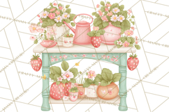 Strawberry Garden Clipart, Cute Strawberry Gardening Png Product Image 3