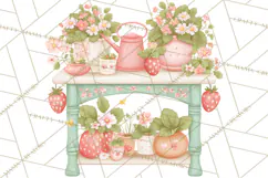 Strawberry Garden Clipart, Cute Strawberry Gardening Png Product Image 3
