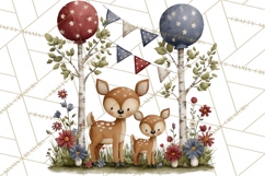 Patriotic Woodland Clipart, Whimsical Red White Blue Forest Product Image 3