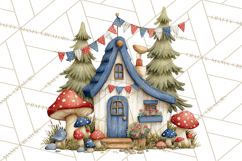 Patriotic Woodland Clipart, Whimsical Red White Blue Forest Product Image 5